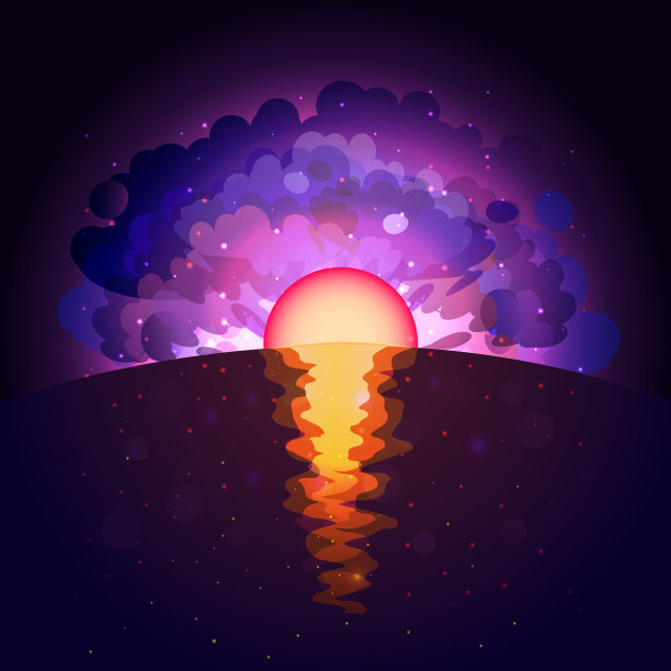 日出在无限的空间背景日落海图片下载