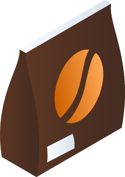 咖啡豆包图标等距风格图片下载