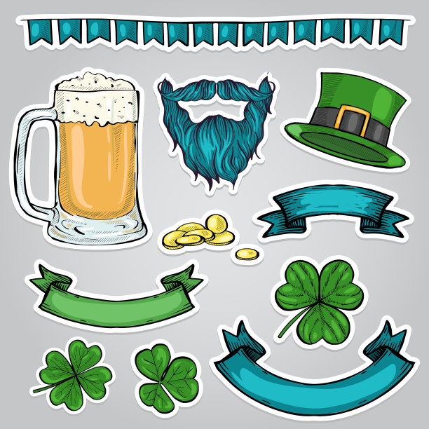 圣帕特里克节贴纸图片下载