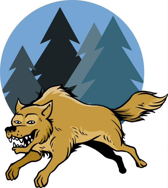 跳跃的狼和松树图片下载