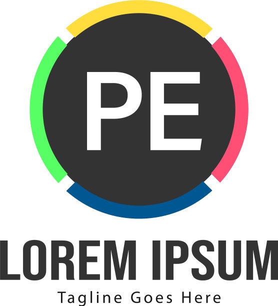 首字母PE现代边框logo模板图片下载