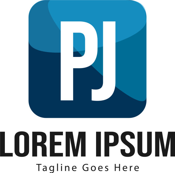 现代边框PJ字母logo模板图片下载
