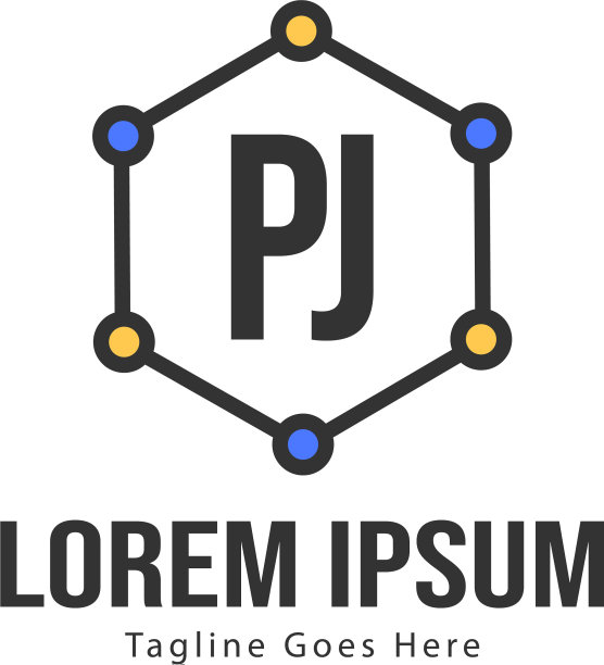 现代边框PJ字母logo模板图片下载