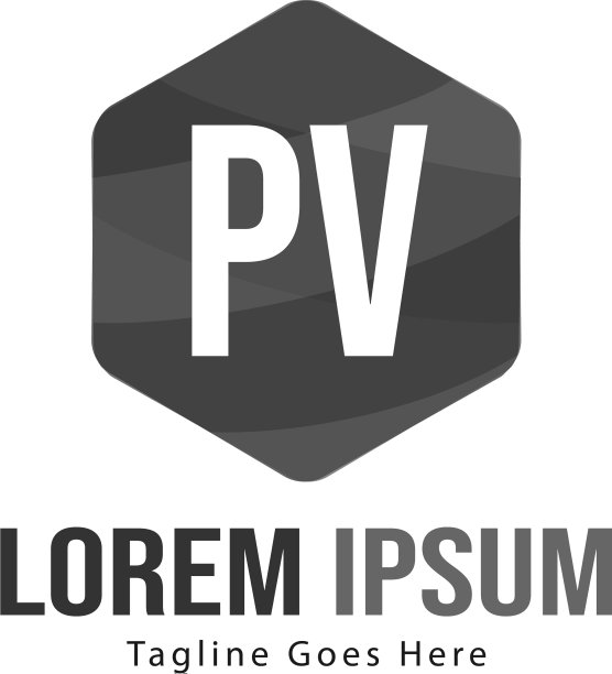 PV字母现代框架logo模板图片下载