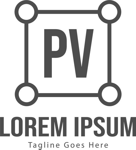 PV字母现代框架logo模板图片下载