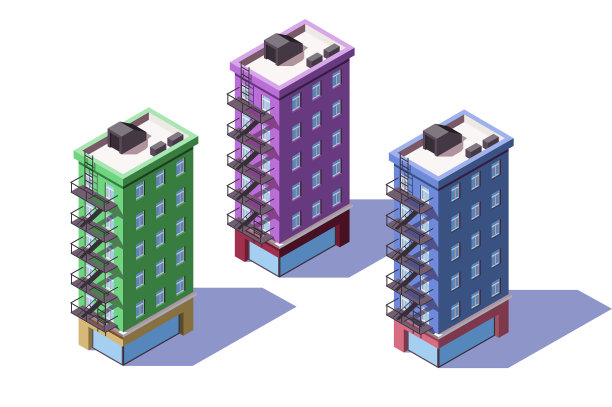 3d等距中层住宅，迷你市场图片下载