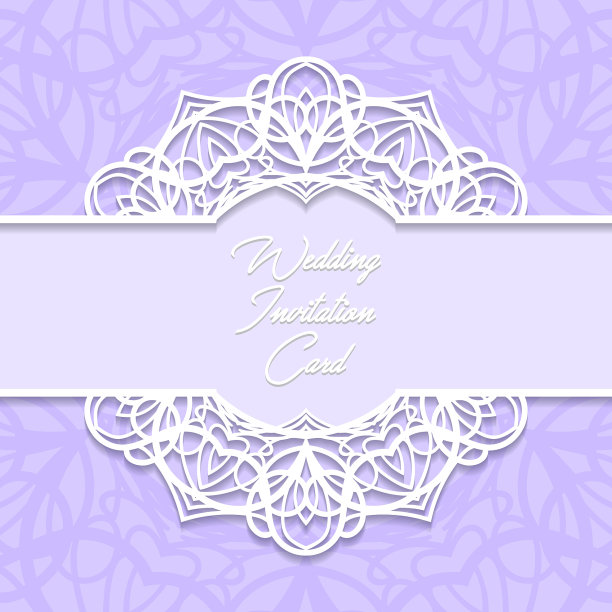婚礼请柬剪纸设计图片下载