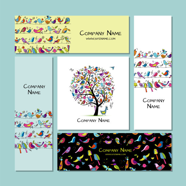 名片设计有趣的小鸟背景图片下载