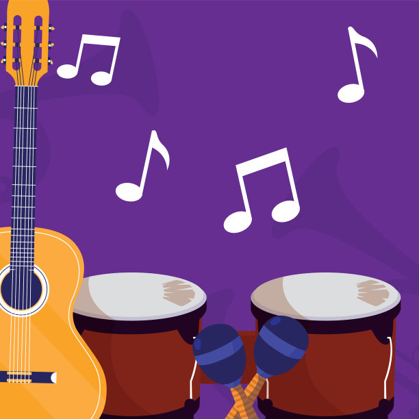 吉他和铜鼓都是音乐乐器图片下载