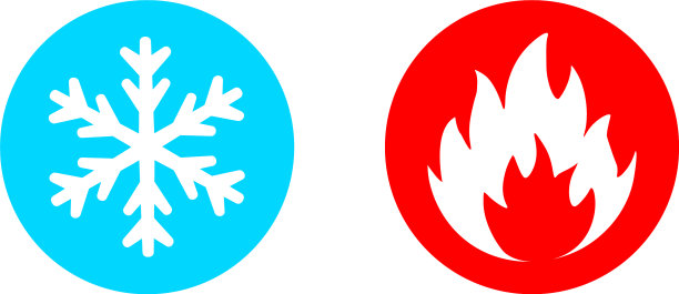 白色背景上的冷热图标图片下载