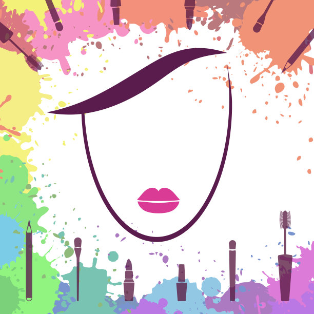 美丽女孩的脸化妆师标志图片下载