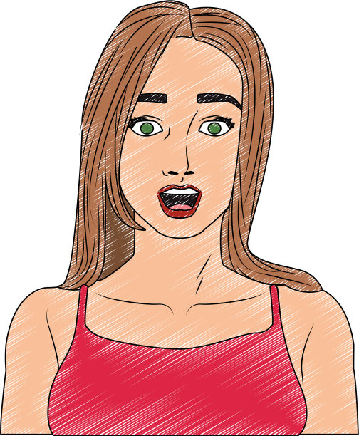 女人的侧面波普艺术卡通涂鸦图片下载