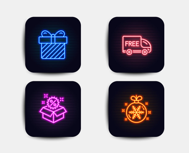 惊喜的销售和免费送货图标圣诞节图片下载