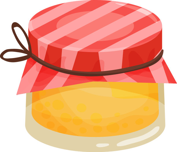 红布小玻璃罐中香甜的蜂蜜图片下载