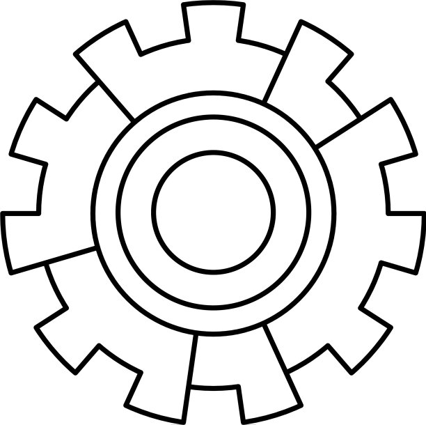 大齿轮符号机械在黑色和白色图片下载