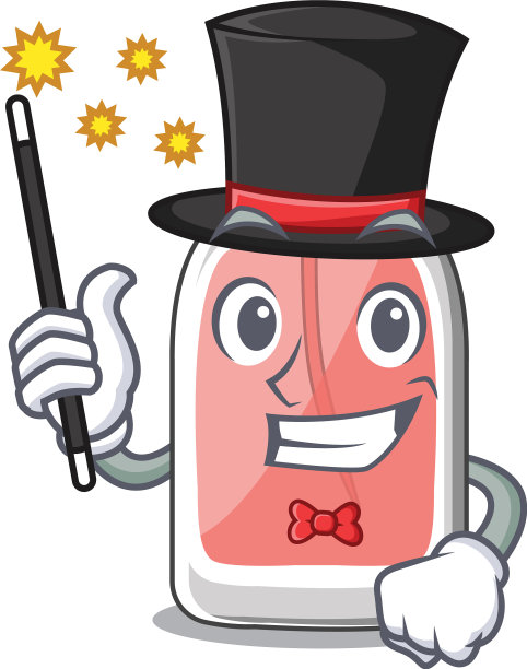 魔术师把香水瓶隔离在吉祥物里图片下载