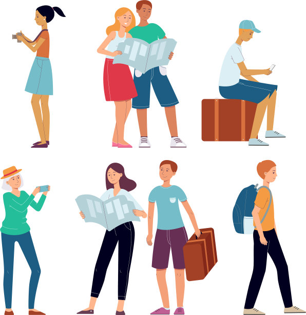 旅游人物性格概念套装图片下载