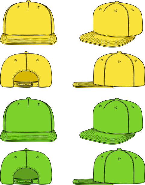 设置一个说唱歌手的帽子与扁平的遮阳板snapback图片下载