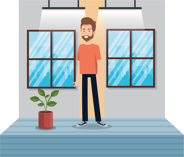 走廊里有个留着胡子的年轻人图片下载