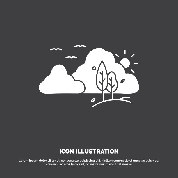 山景观山自然树图标字形图片下载