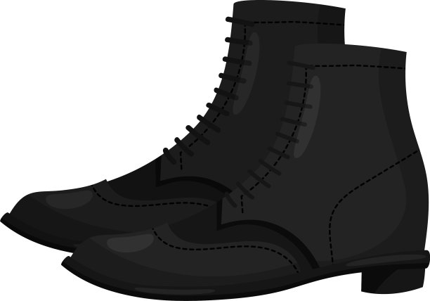 一双黑色真皮男靴侧视图图片下载