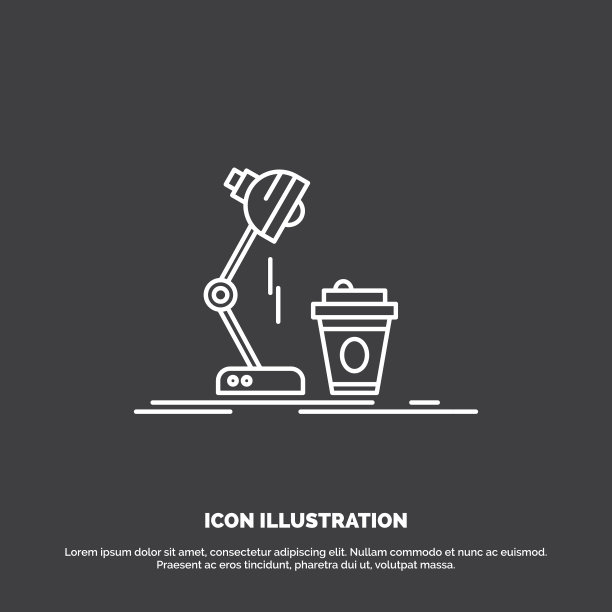 工作室设计咖啡灯闪光图标线条符号图片下载