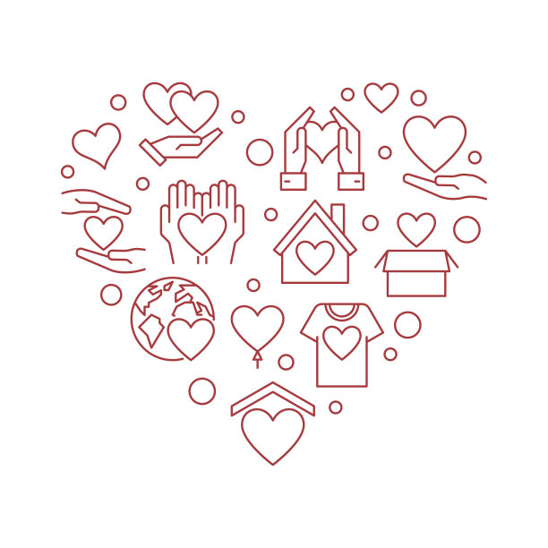 捐赠与慈善勾勒红心图片下载