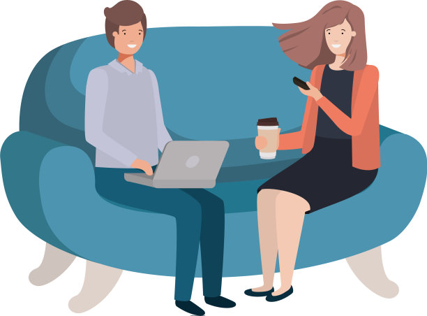 年轻夫妇在沙发上使用笔记本电脑图片下载