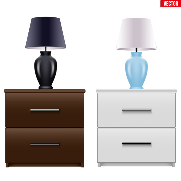 床头床头柜配有夜灯图片下载