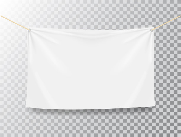 纺织品横幅上透明背景白色图片下载