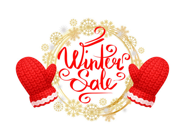 冬季出售用雪花制成的花环手套图片下载