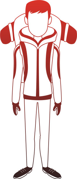 登山者卡通人物的红线图片下载