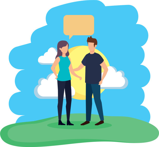 年轻夫妇用言语泡在田野里图片下载