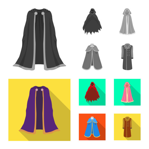 设计材料和服装图标集图片下载