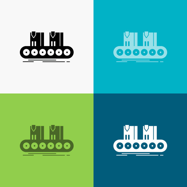 皮带箱输送机工厂流水线图标繁多图片下载