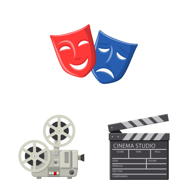 孤立的对象电影院和剧场符号集图片下载