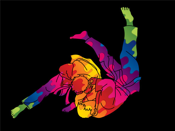 柔道动作卡通图形图片下载