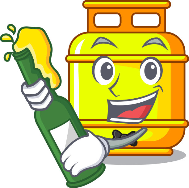 与啤酒气罐气缸隔离吉祥物图片下载