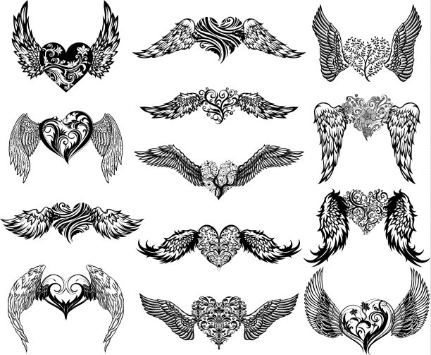 带翅膀纹身的心图片下载