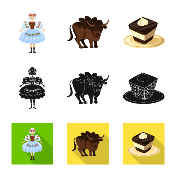 孤立对象传统和旅游标志集图片下载