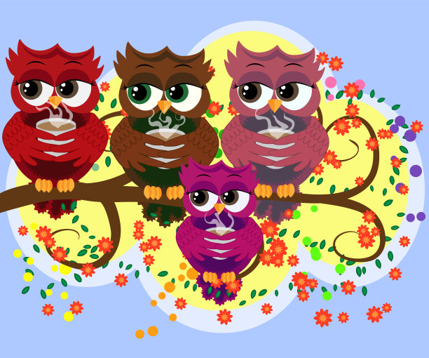 可爱美丽的红猫头鹰在树枝上图片下载