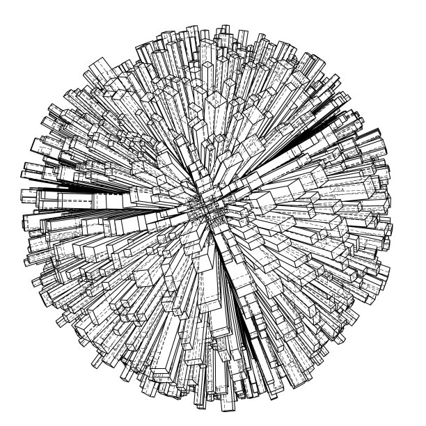 抽象的三维球体与城市蓝图风格图片下载