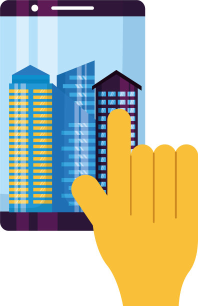 手触智能手机智慧城市图片下载