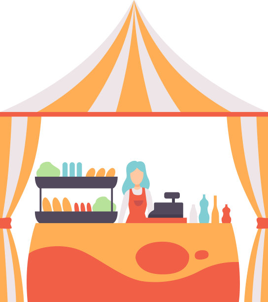 市场食品柜台有快餐和女性图片下载