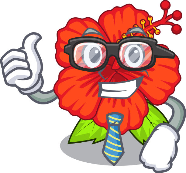 商人花hambiscus在一个卡通壶图片下载