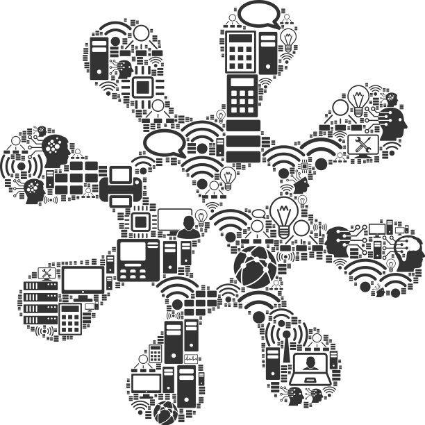 用于大数据和计算的病毒组合图标图片下载