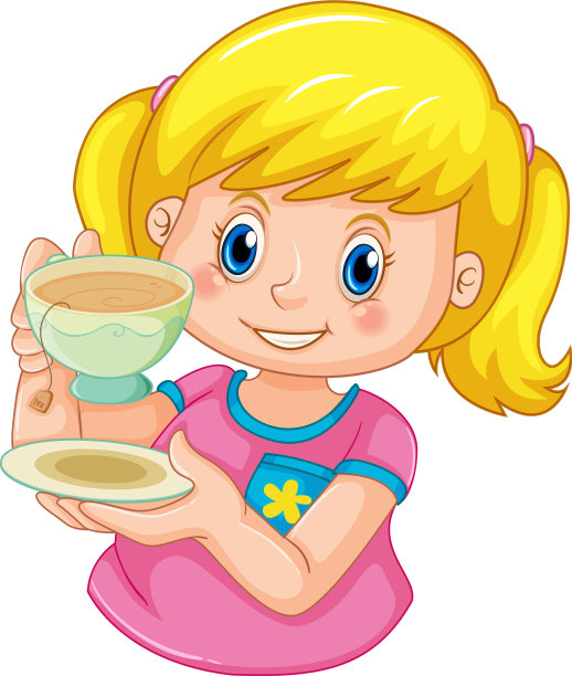 一个正在喝茶的女孩图片下载