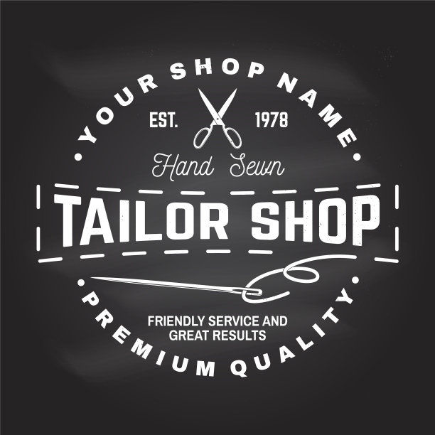 裁缝店徽章概念衬衫图片下载