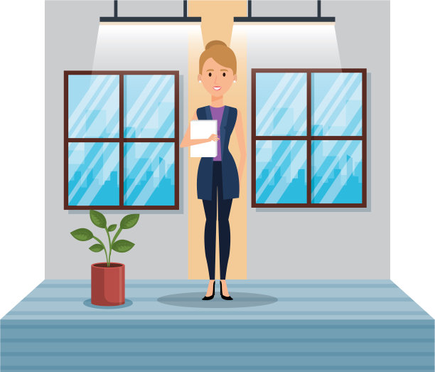 职场走廊里优雅的女商人图片下载