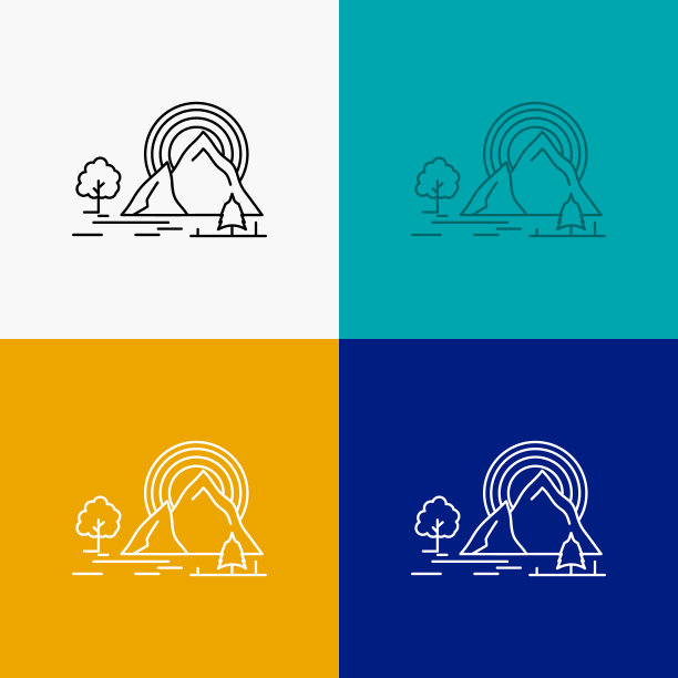 山，山，自然景观彩虹图标图片下载